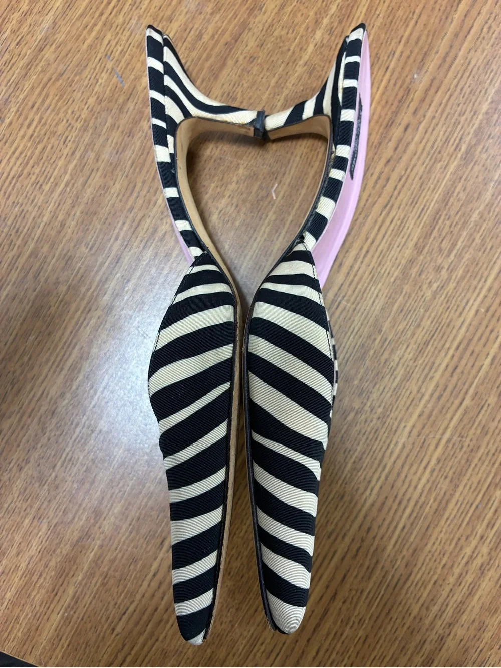 kate spade Black and Pink Striped Pointed-Toe Mule